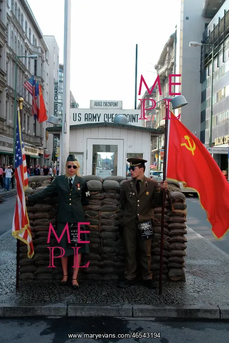 : Checkpoint Charlie reconstruction, Berlin, Germany : Checkpoint Charlie reconstruction, Berlin, Germany