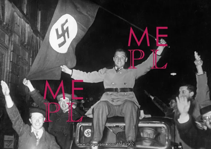 : Cheering Austrians on their way to Vienna, 1938 : Cheering Austrians on their way to Vienna, 1938