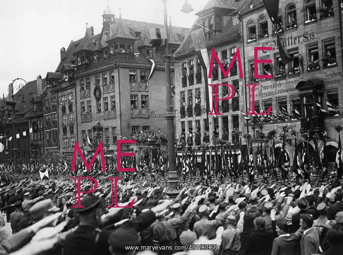 : Cheering crowd at the Nuremberg Ralley of Victory, 1933 : Cheering crowd at the Nuremberg Ralley of Victory, 1933