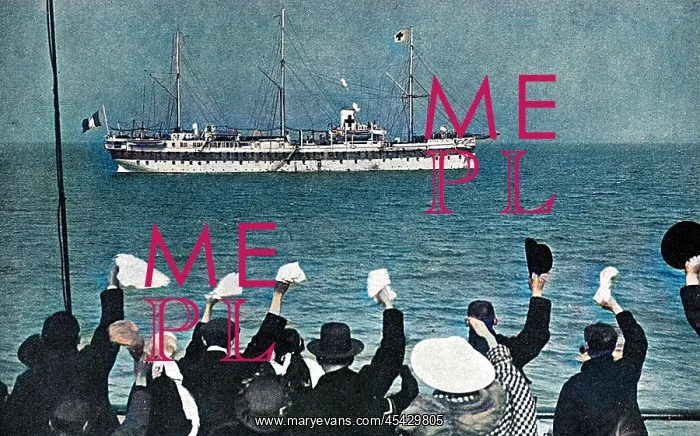 : Cheering a hospital ship, World War One : Cheering a hospital ship, World War One