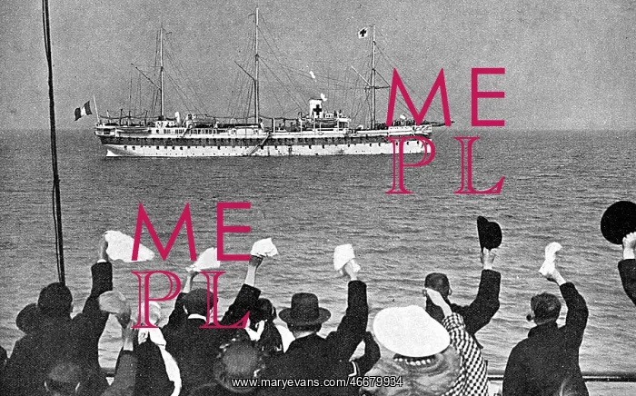 : Cheering a hospital ship, World War One : Cheering a hospital ship, World War One