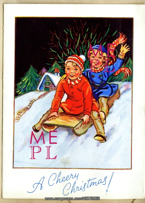 : A Cheery Christmas, Children on Snow Sledge