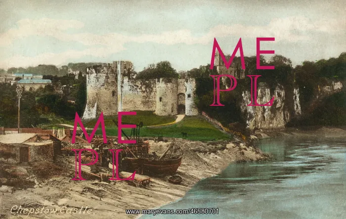 : Chepstow Castle, Wales - Viewed from the Bridge : Chepstow Castle, Wales - Viewed from the Bridge