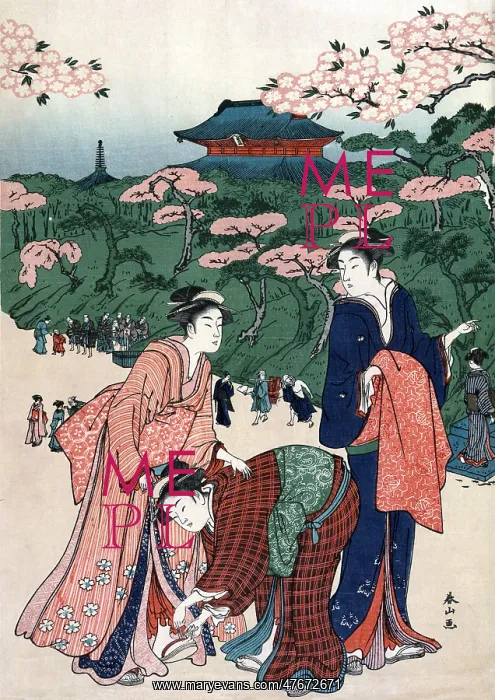 : Cherry Blossom Viewing at Ueno, 18th Century : Cherry Blossom Viewing at Ueno, 18th Century