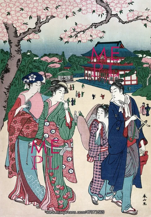 : Cherry Blossom Viewing at Ueno, 18th Century : Cherry Blossom Viewing at Ueno, 18th Century