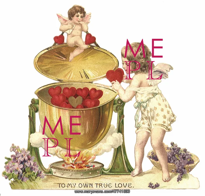  : Cherub Baking Hearts in a Kettle