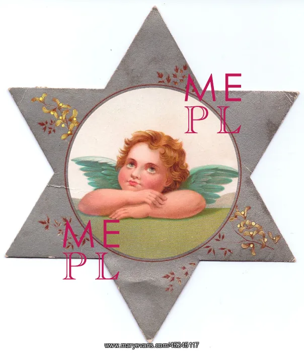 : Cherub on a Christmas or New Year card, after Raphael : Cherub on a Christmas or New Year card, after Raphael