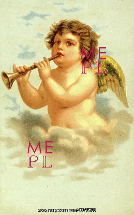  : Cherub on a cloud playing a trumpet