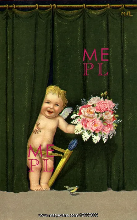  : Cherub Behind Curtain