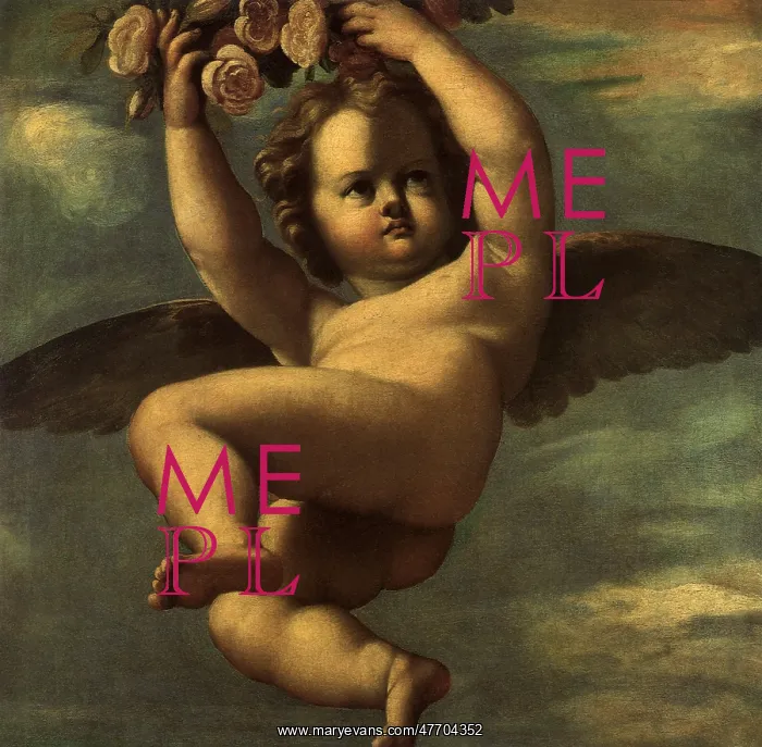 : Cherub with Floral Garland, by Carracci : Cherub with Floral Garland, by Carracci