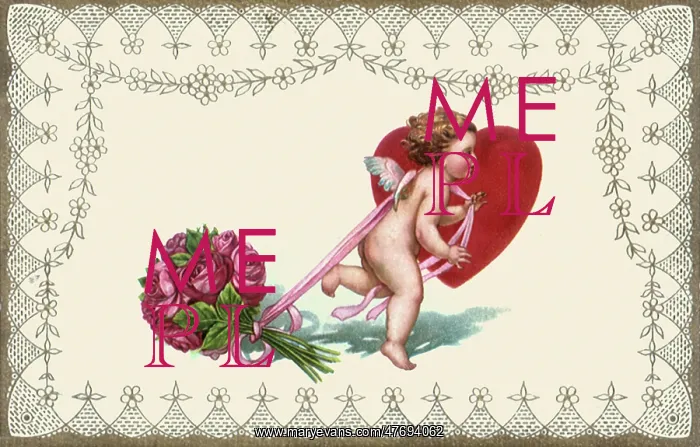  : Cherub Tugging Roses