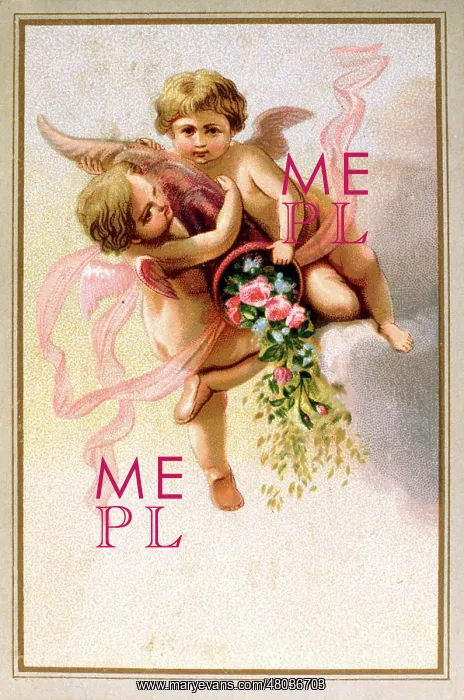  : Two cherubs with cornucopia of flowers