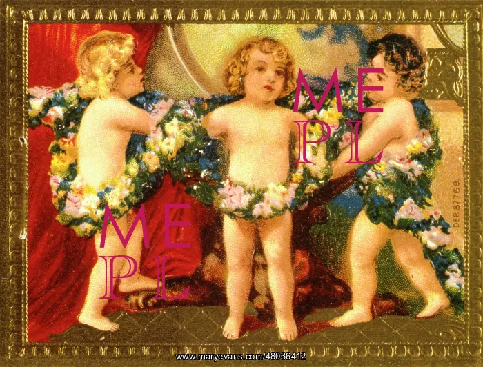  : Three cherubs with garlands of flowers
