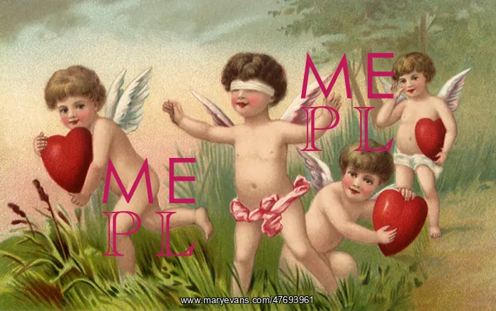  : Three Cherubs playing with Hearts