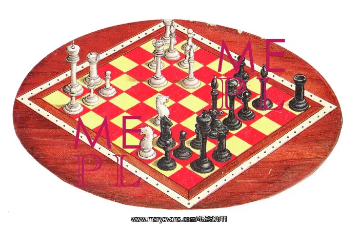  : Chess board with pieces on a greetings card