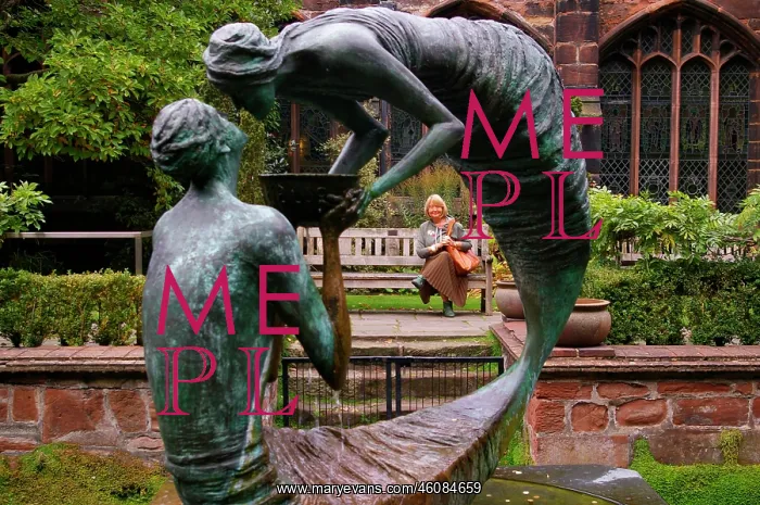 : Chester - Cathedral Cloisters - Falling Water Statue : Chester - Cathedral Cloisters - Falling Water Statue