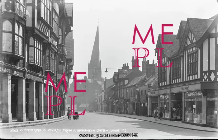 : Chesterfield Church from Knifesmith Gate : Chesterfield Church from Knifesmith Gate