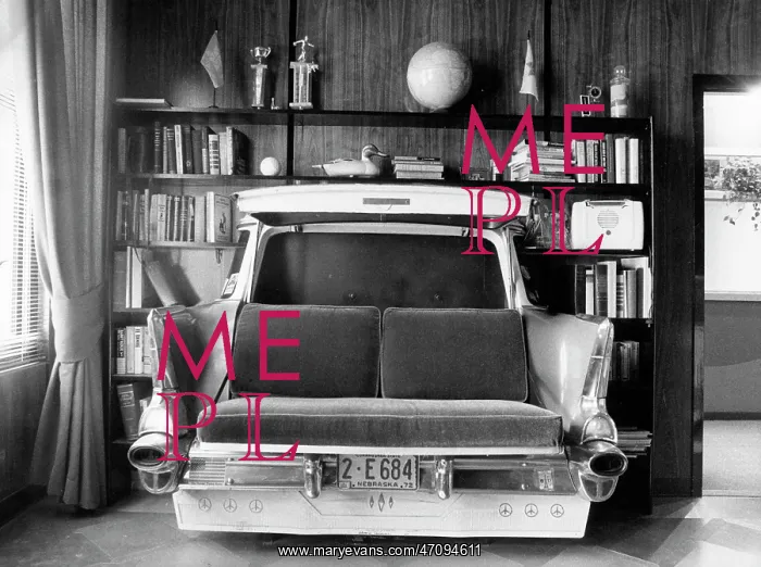 : Chevy car built into bookshelves : Chevy car built into bookshelves