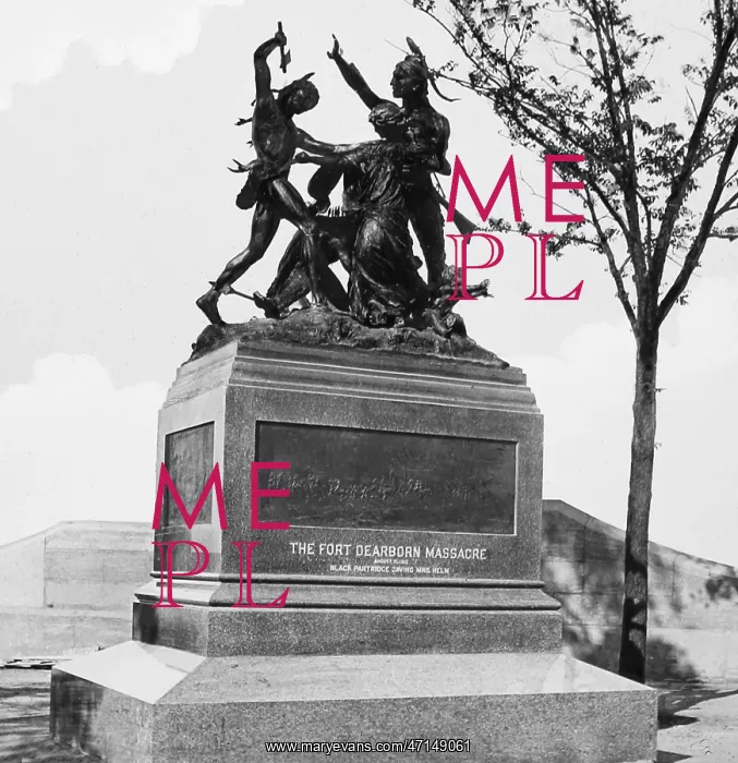 : Chicago Fort Dearborn Massacre Statue - hand coloured : Chicago Fort Dearborn Massacre Statue - hand coloured