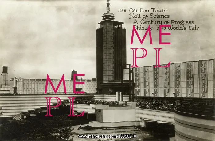 : Chicago World's Fair - Carillon Tower, Hall of Science : Chicago World's Fair - Carillon Tower, Hall of Science