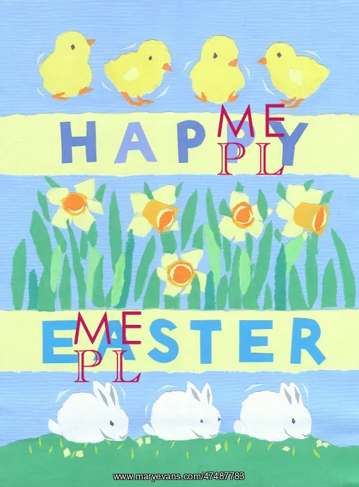 : Chicks, daffodils and rabbits - Happy Easter : Chicks, daffodils and rabbits - Happy Easter