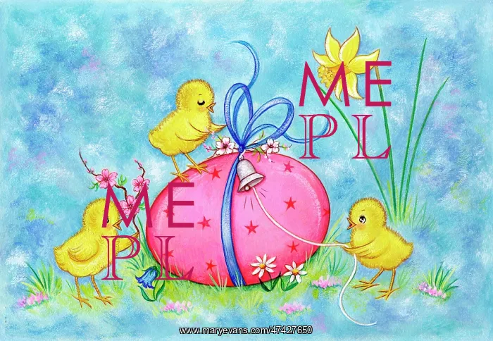  : Three chicks with Easter egg