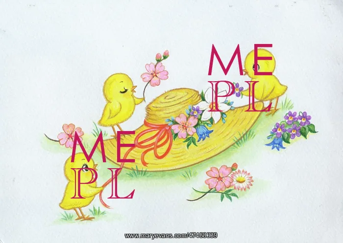  : Three chicks with Easter hat