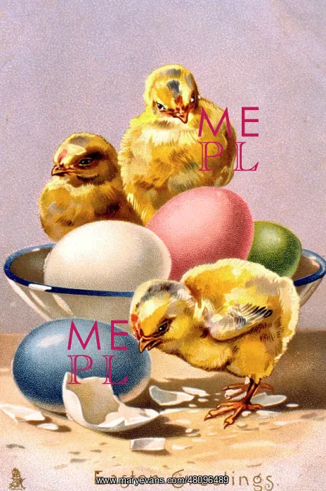  : Chicks and eggs on an Easter card