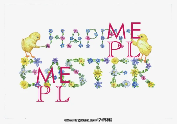 : Two chicks making words with flowers : Two chicks making words with flowers