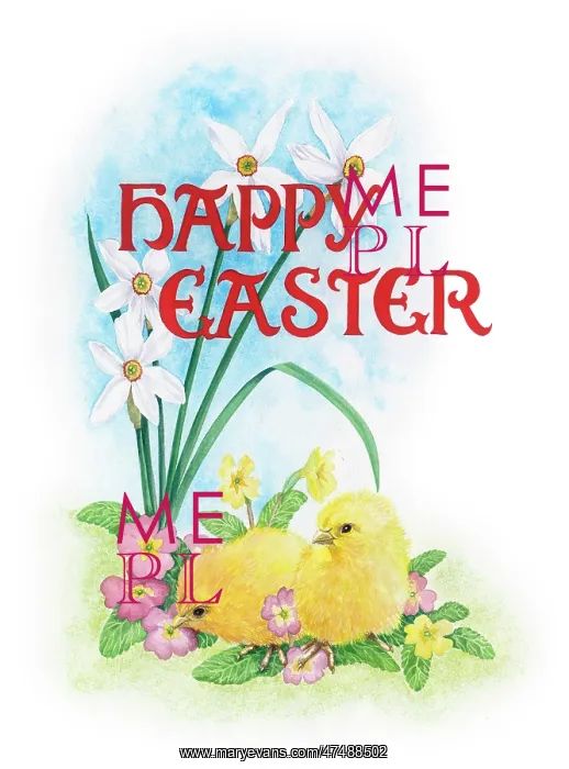 : Two Chicks with primulas and narcissi : Two Chicks with primulas and narcissi