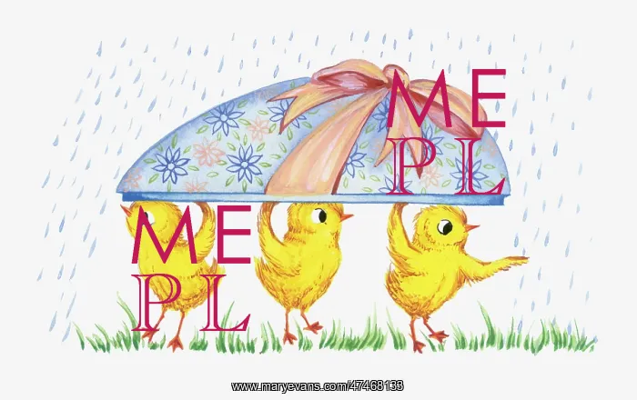 : Chicks sheltering from rain under Easter Egg : Chicks sheltering from rain under Easter Egg