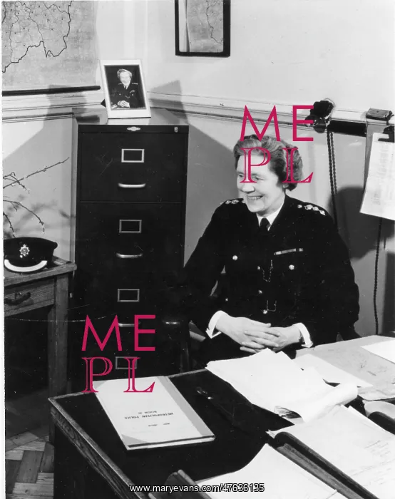 : Chief Superintendent Winifred Barker in her office : Chief Superintendent Winifred Barker in her office