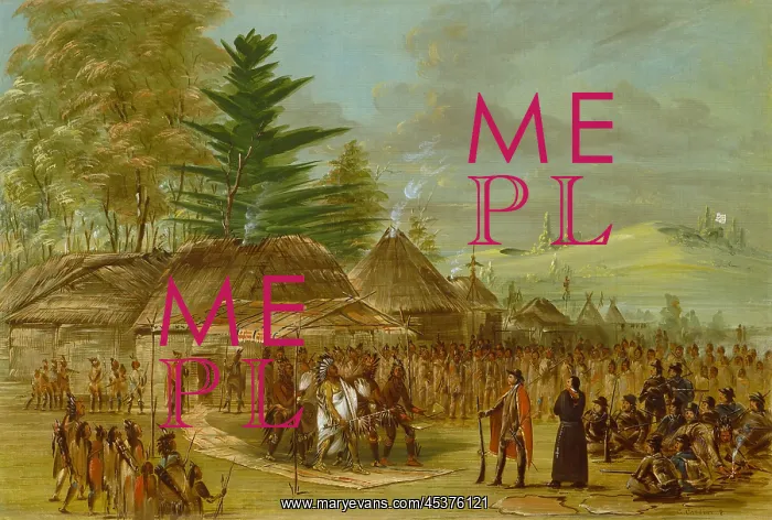 : Chief of Taensa Indians receives La Salle, by George Catlin : Chief of Taensa Indians receives La Salle, by George Catlin