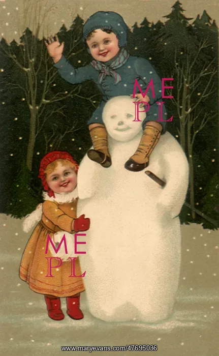 : Child atop Snowman : Child atop Snowman