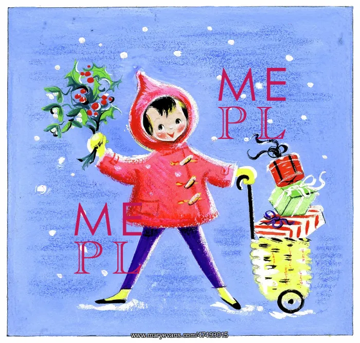 : Child with a basket of Christmas shopping : Child with a basket of Christmas shopping
