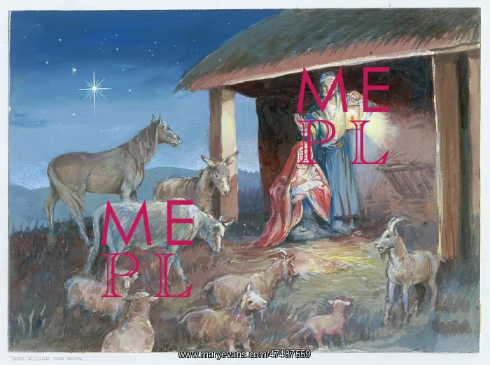 : And a Child was Born - Nativity scene with animals approachi : And a Child was Born - Nativity scene with animals approachi
