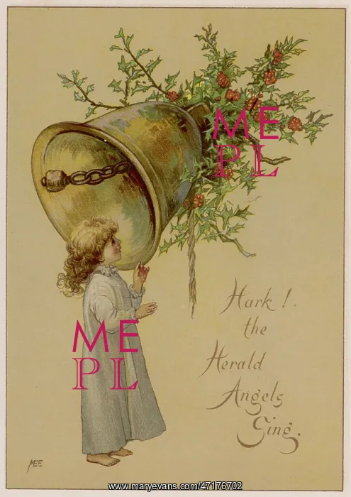 : Child and a Christmas bell : Child and a Christmas bell