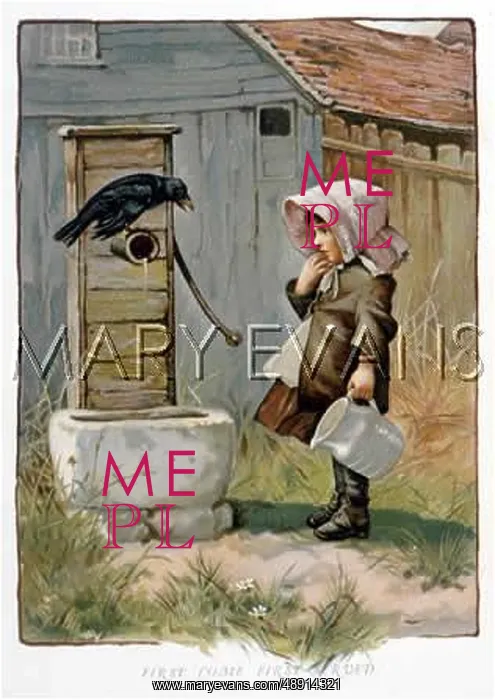 : CHILD AND CROW AT PUMP : CHILD AND CROW AT PUMP