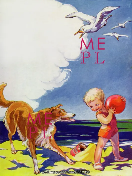: Child, dog & seagulls : Child, dog & seagulls