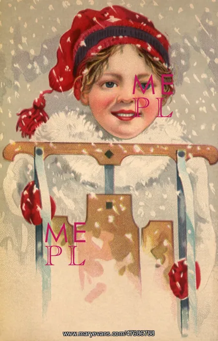 : Child Holding Sled : Child Holding Sled
