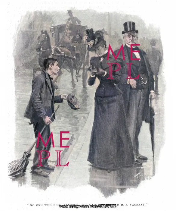 : Child labour, boy street sweeper 1898 : Child labour, boy street sweeper 1898