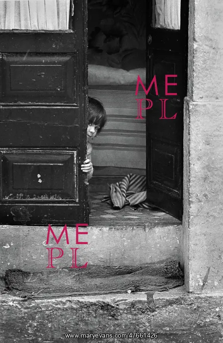 : Child peeping round door, Lisbon : Child peeping round door, Lisbon