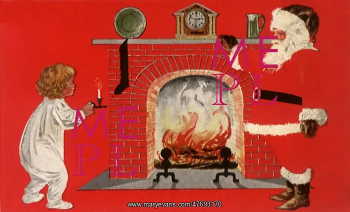 : Child and Santa near Fireplace
