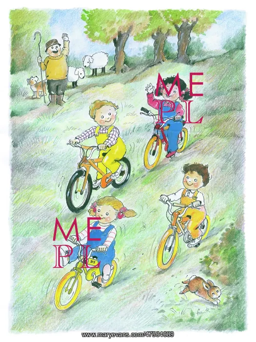 : Four children on BMX bicycles : Four children on BMX bicycles