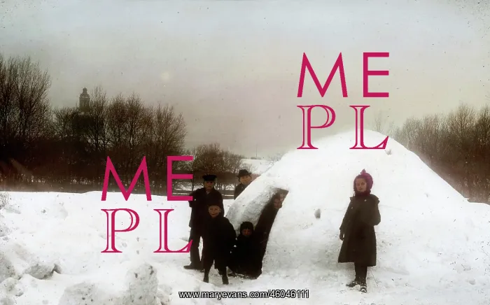 : Children building an igloo : Children building an igloo