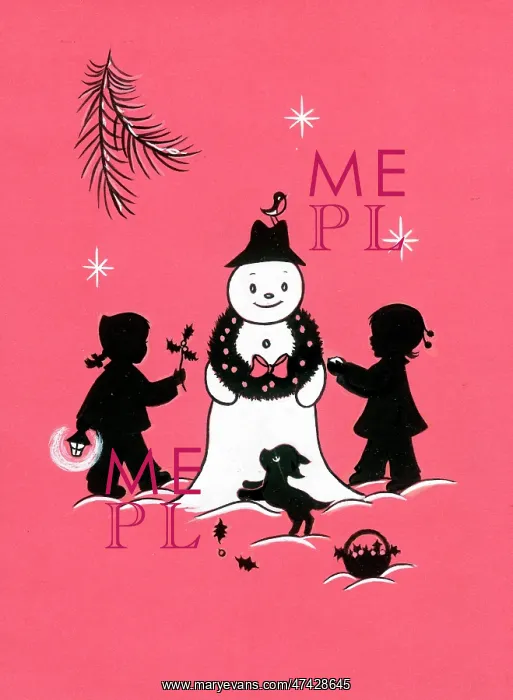  : Two children building a snowman
