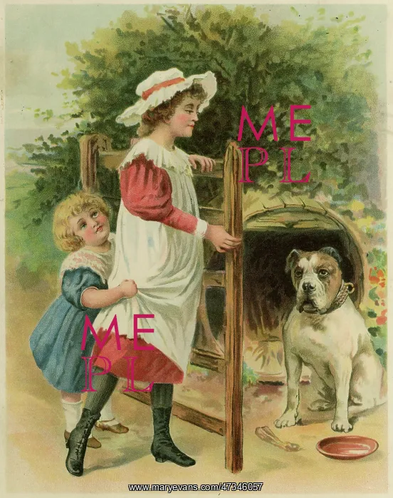 : CHILDREN AND BULLDOG : CHILDREN AND BULLDOG