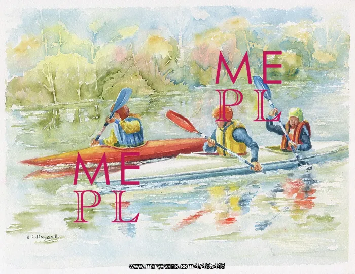 : Children Canoeing on River : Children Canoeing on River