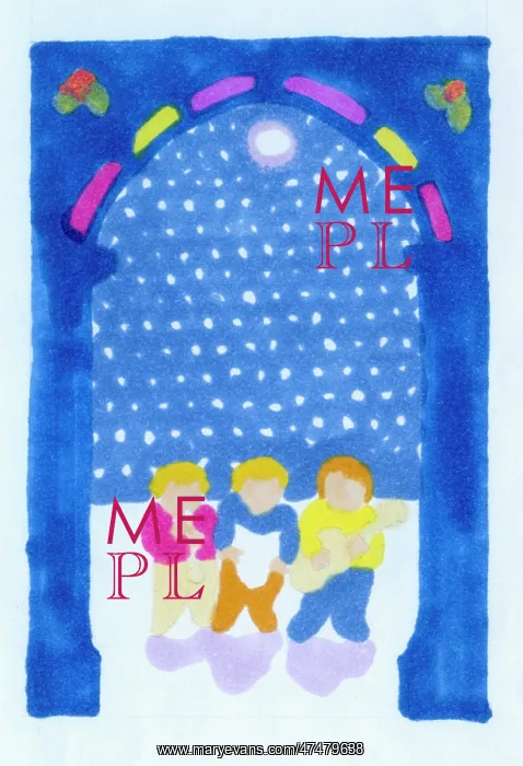  : Three Children Carol Singing in the Snow