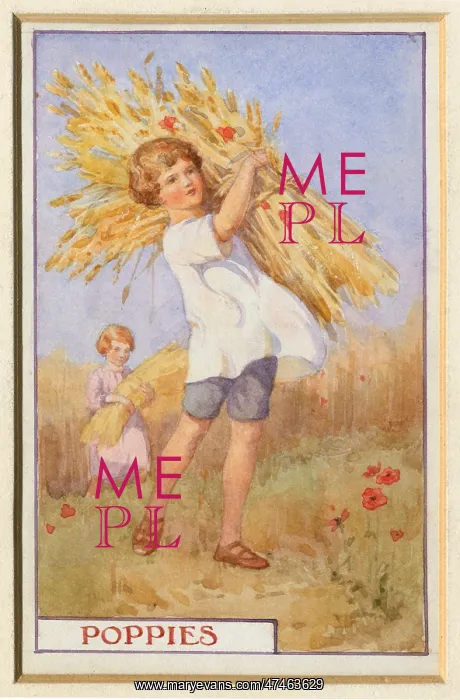 : With two children carrying bundles of wheat : With two children carrying bundles of wheat